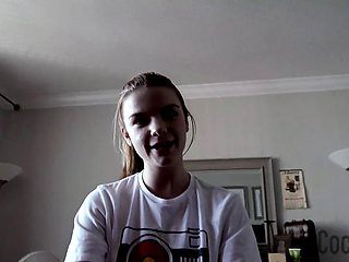 Seductive submissive stepsister Dahlia Red dominates her grounded stepbro in thigh highs