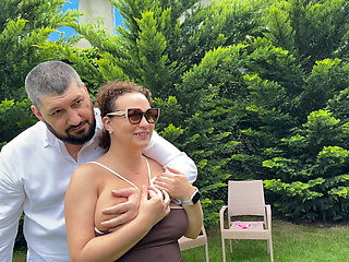 Backstage! Horny Cuckold Husband Films Tiny Sasha Paige Pissing in His Wife Oksana Katysheva's Mouth!