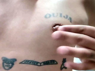 Showing Tattooed Breasts and Pierced Nipples - Squeezing and Touching Breasts - Tits Play