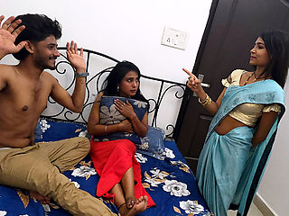 Asian Indian Desi Husband Cheating and Caught by Wife Fucking to Girlfreind Husband Wife Girlfriend Threesome Video