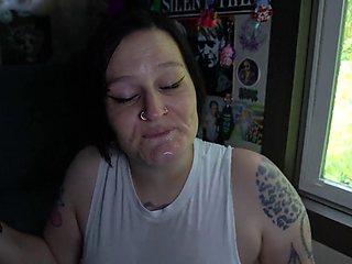 GothBunny6669 Face-Fucks Throat with Huge Dildo