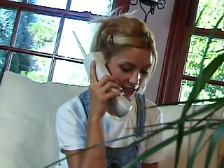 Young blonde screwed by a huge cock pumping her tight pussy