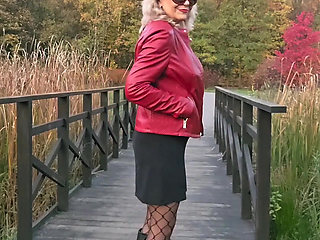 Red Leather Jacket & Black Leather Boots