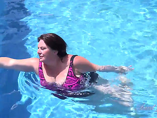 Auntjudys - Busty Redhead MILF Jojo Robinson Goes Skinny Dipping in the Pool