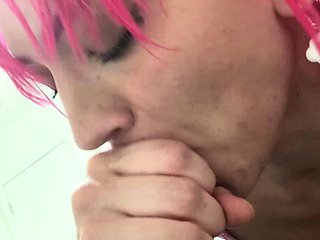 Petite amateur redheaded teen pisses and sucks cock