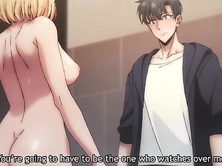 Blonde hentai beauty shares steamy shower sex with boyfriend