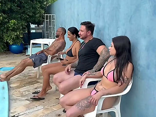 Wife's Friend Secret Fuck - Sneaky Group Sex with Hot Latina Amateur