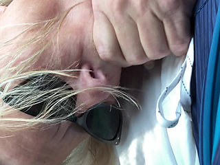 Blowing Hubby in his work parking lot