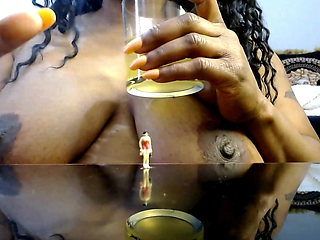 Smoking Giant Boobs Drop on Tiny Stepmom - Ebony Inattentive Giantess Breast Stifling