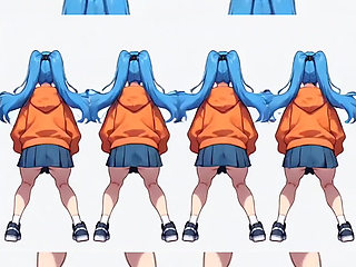 Blue haired girls dancing