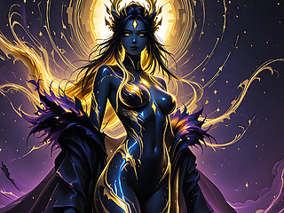 Beautiful Nude Void Empress with Crystalline Golden Braided Body