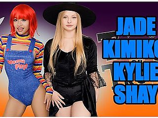Trick Or Threesome Halloween Porn With Jade Kimiko, Jay Rock And Kylie Shay
