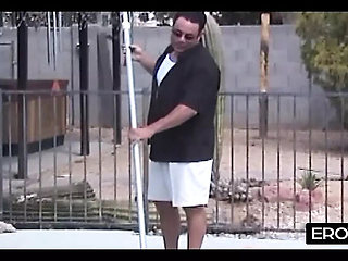 Hot teen lifeguard fucks beach babe in pool - big tits, doggy style, tight pussy