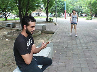 I meet a beautiful teen and she takes me home to fuck us - Porn in Spanish