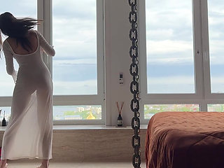 teasing cleaning lady home