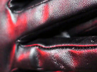 Sexy pin up Arya doing ASMR sounds with short leather gloves
