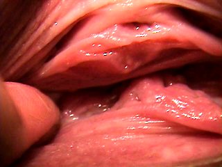 Blonde hottie in close up solo pussy play