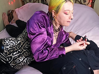 Sticky Kisses Red Lipstick All Over His Chest