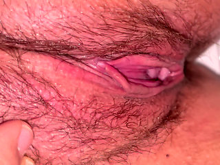 Chubby hairy wife pussy close up