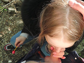 Young Girl Gives a Blowjob to Her Friend in a Park!