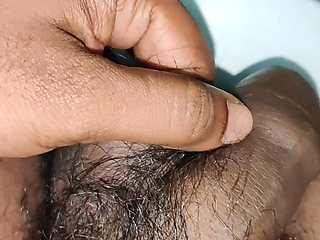 Dark big cock massage in bathroom