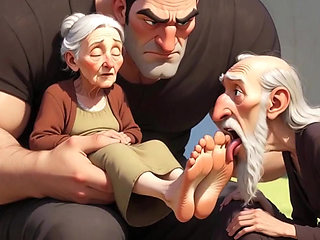 Cuckold Husband Licks Wife's Feet While She Sits on Her Lover's Lap - Hotwife Foot Worship