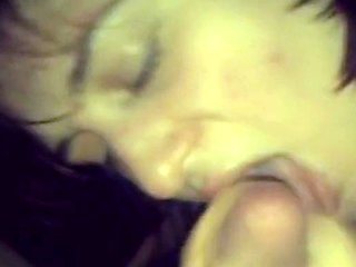 Big-Titted Brunette Blowjob and Facial in a Car