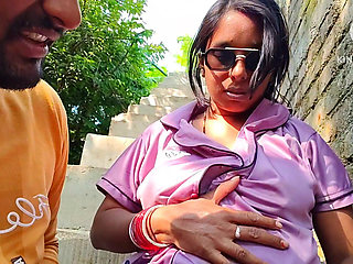 Unknown Man, and Hot Bhabhi Outdoor, Outside Have Fun