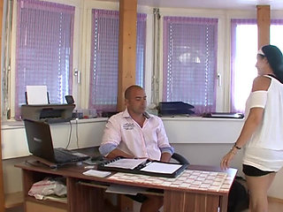 Mature Brunette Dripping Wet From Intense Office Desk Pounding