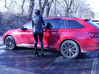 Public Boot Cleaning Slave Earning His Pay