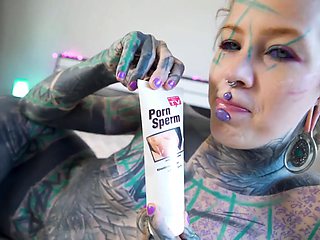 Inked babe craves anal Gaping and messy cumplay