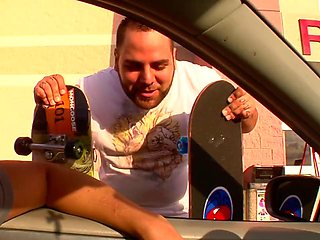 Blonde bitch sucks me legs cock then gets fucked hard