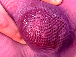 Anal and prolapse through nylon panty and naked close up