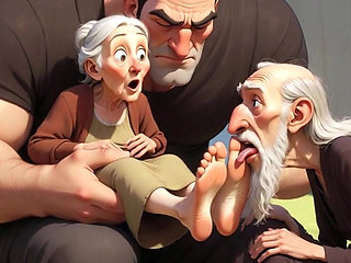 Cuckold Husband Licks Wife's Feet While She Sits on Her Lover's Lap - Hotwife Foot Worship