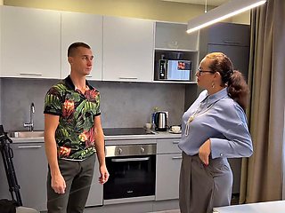 Rude Guest Pounds Big-Tits Stepmom and Gulps Cum on Them