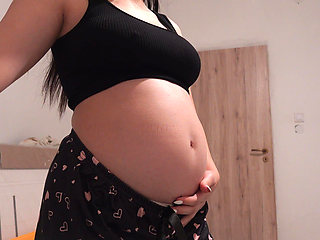 My Pregnant Wife Masturbates in the Bathroom in White Panties