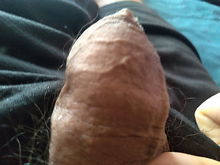 Latino man masturbates hard with his erect penis