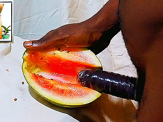 Male masturbation porn using sweet watermelon as a wet pussy. I fucked & enjoyed while watching female hot pussy till I got cum