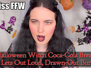 Halloween Witch Coca-cola Break Lets Out Loud Drawn-out Burps