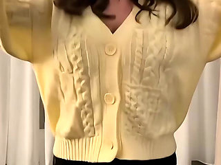 My 55f lesbian roommate got a surprise video of me bouncing my big tits in many sweaters then fucking myself hard for her