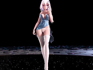 mmd Chocolate Cream Lingerie Dress White Stockings High Heels Striptease