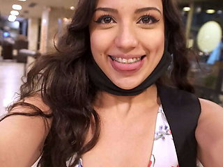 Hot Latina Ruby eats cum-covered ice cream at McDonald's with Lush toy in her pussy - Public sex with Jacob