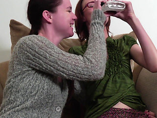 Threesome with fantastic girls on the couch