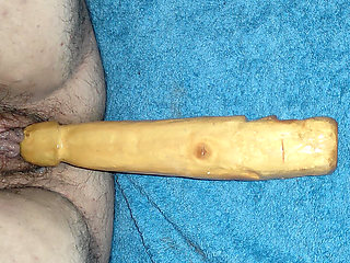 Wooden Dildo in My Girlfriend's Cunt