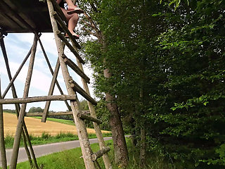 Xxl Pissing From Above in the Forest
