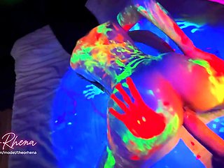 Neon Glow Xxx – Wild Fluorescent Hump on the Sofa with TheoRhena!