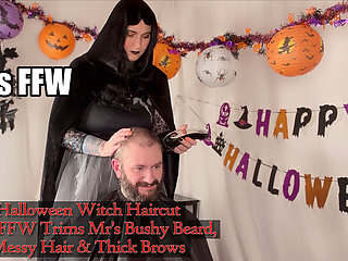 Halloween Witch Haircut Miss Ffw Trims Mr S Bushy Beard Messy Hair Thick Brows
