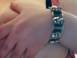 Metal babe show her tits at home