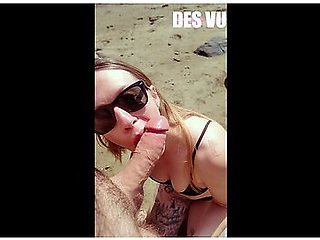 Wife Sucks Cock On The Beach Des Vu Pov Outdoor Public Beach Big Cock Blowjob From Hot Blonde