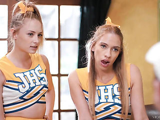 Slutty Cheerleaders Khloe Kapri & Kyler Quinn Butt Fucked Hard by Pervy Coach - Rough Threesome Sex
